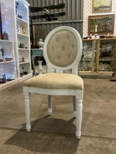 Vintage Button Back Bedroom Chair Accent Chair White Cream Upholstered