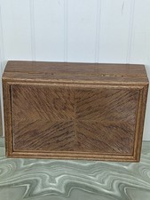 vintage small wooden jewelry box 4.25"x6.5"