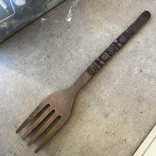 Carved Wood Fork Wall Art Tiki Totem Decor Philippines Vintage 1960’s - 29” D7