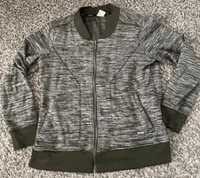 RBX Gray/Green Marbled Workout Jacket Size L Full Zip Up Women Athletic