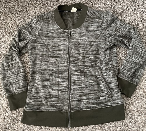 RBX Trainingsjacke grau/grün marmoriert Größe L durchgehender Reißverschluss Damen sportlich - Bild 1 von 5