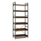 Costway Standard Bookcase 70" H X 27" W, 6-Shelf Metal Material W/4 Hooks Rustic