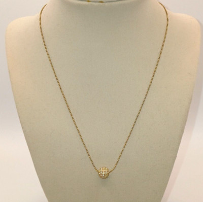 American Eagle AEO Pavè Ball Necklace Gold Tone on Ball Chain Dainty 18'' + 2'' ex