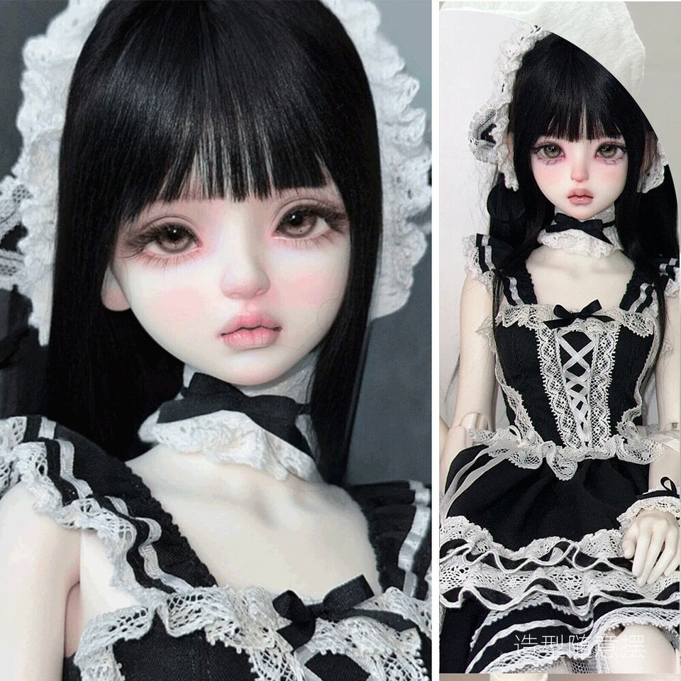 Resin 1/4 BJD Doll Handmade Face Makeup + Eyes Girl Woman Ball Jointed ...