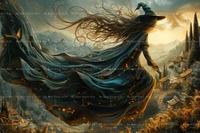 FLYING WITCH ART PRINT, Witchy Gothic Poster, Decor Dark Academia Pagan D298