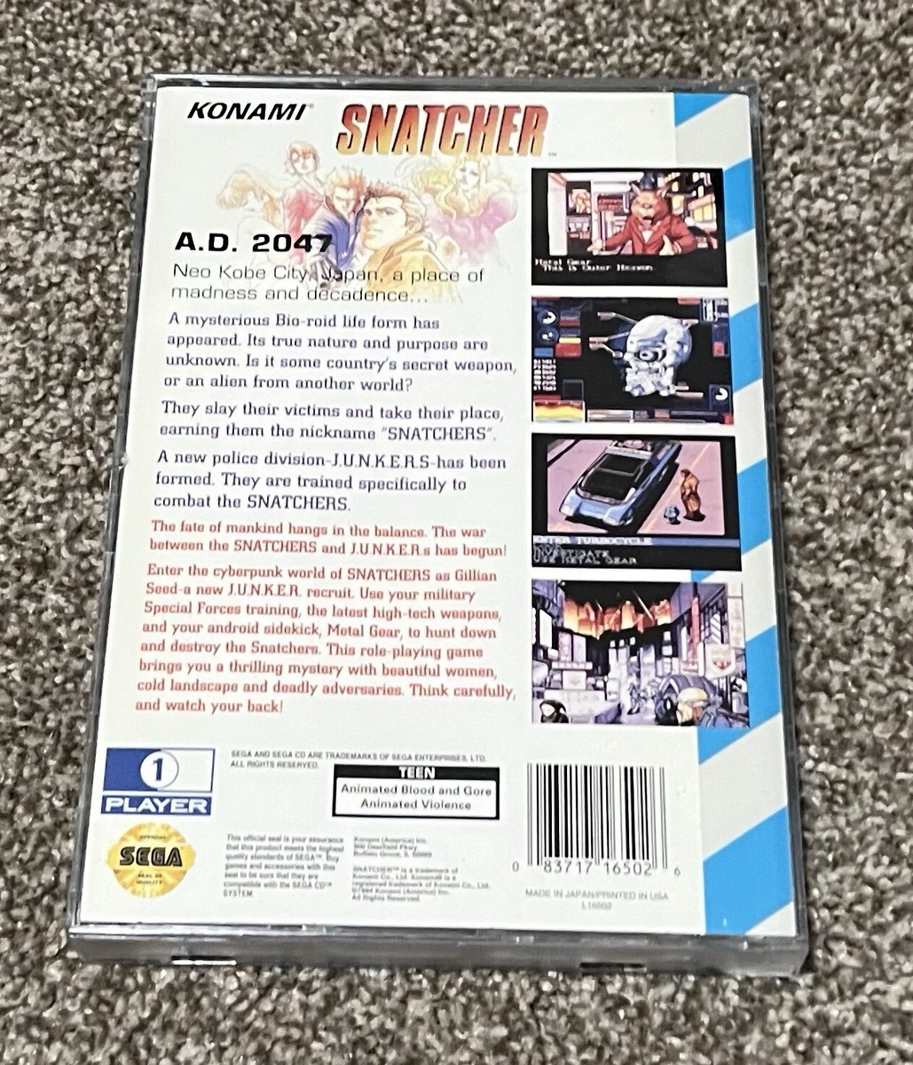 Snatcher Sega CD Game Hideo Kojima CIB Complete HOLY GRAIL RARE
