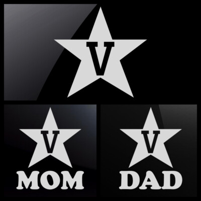 Vanderbilt Commodores White or Matte Silver Decal with MOM or DAD or Logo Only