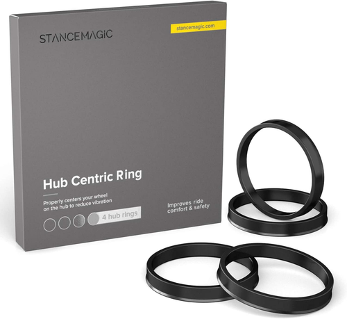 4-Pack Hubcentric Rings 57.1mm to 66.6mm-For Audi VW BMW Dodge-Black Poly Carbon - Picture 2 of 2