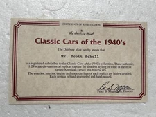EXTREMELY RARE DANBURY MINT CLASSIC CARS OF THE 1940'S *CERTIFICATE ONLY*