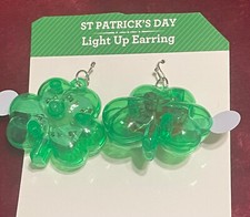  ST. PATRICK'S DAY  LIGHT UP CLOVER SHAMROCK EARRINGS  HYPOALLERGENIC 