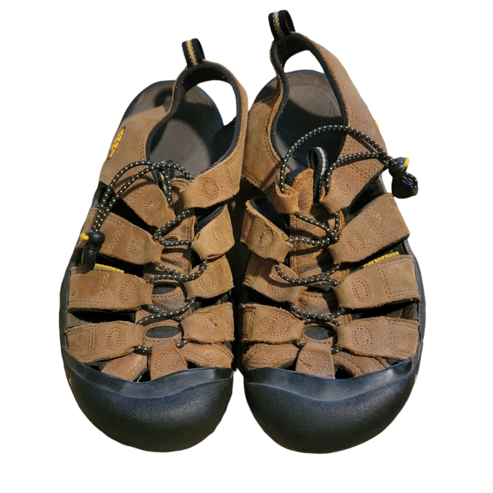 Sandali da trekking impermeabili marroni originali Keen da uomo 10 Newport con coulisse