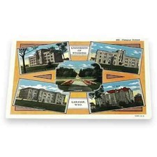 Postcard University of Wyoming Laramie Multiview Linen Card C195