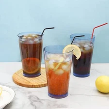 Non-breakable plastic drink cups [set of 6], reusable and dishwasher safe