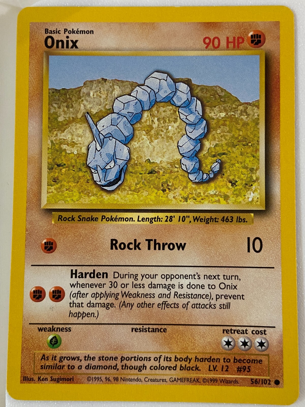 Pokemon - Onix Base Set 56/102 Common 1999 Vintage NM