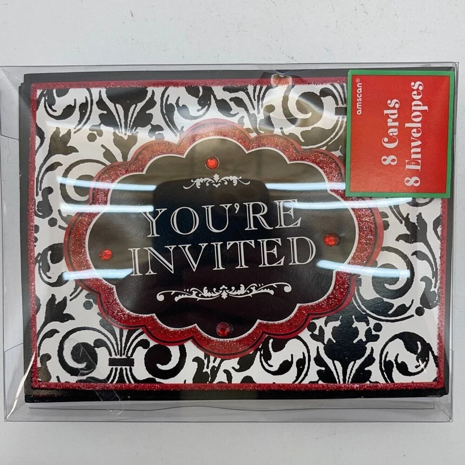 Joy Elegante Negro Blanco Vacaciones Cóctel Fiesta De Lujo Invitaciones Tarjeta 6PKG Foto 2 de 4