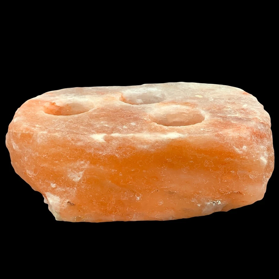 Candelabro triple de sal del Himalaya candelabro votivo 3”T 9”W Foto 2 de 4