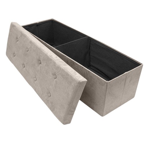 Sorbus Bench Storage Box 4 Gal. Collapsible Chest Detached Lid Faux Leather - Picture 2 of 7