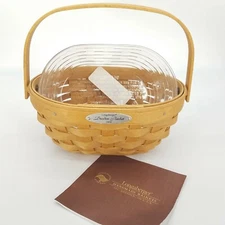 Longaberger 2008 Warm Brown Oval Swinging Handle Dresden Tour Basket+Protector 