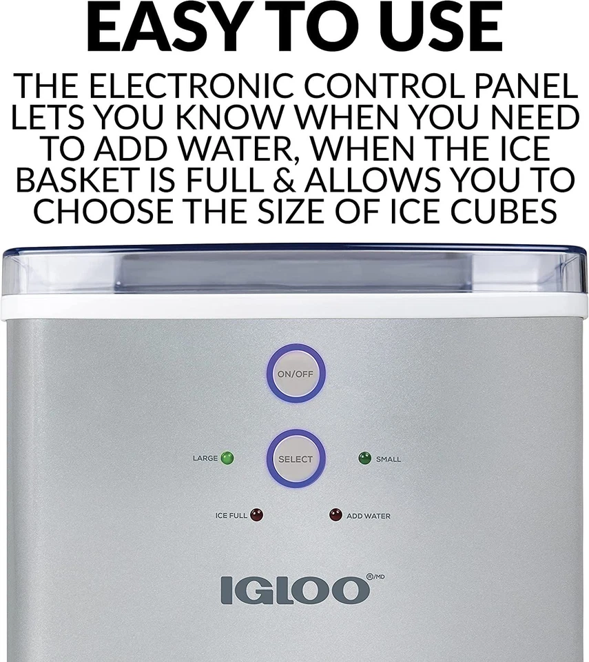 Máquina para hacer hielo de encimera Igloo Premium, máquina portátil, plateada Foto 4 de 4