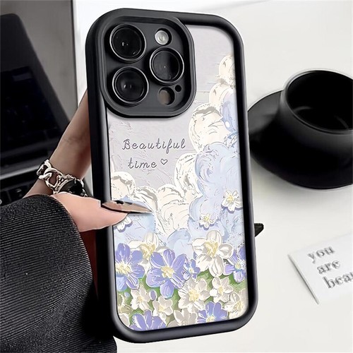 Case For iPhone 16 15 14 13 12 Pro Max 11 8 XR 16E Flowers Silicone Phone Cover - Picture 12 of 27