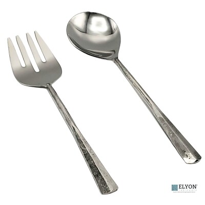 Elyon Seldon Reflective Silver Salad Serving Set Indian Artisan Made Forged