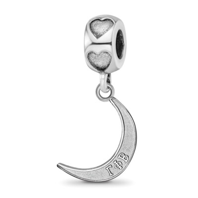 Sterling Silber LogoArt Gamma Phi Beta Halbmond Mond Herz Perle Charm