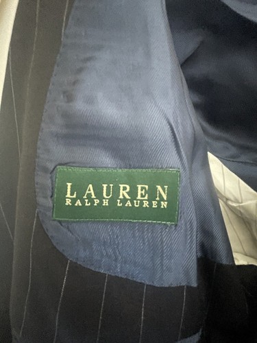 Lauren Ralph Lauren Blazer Men 48 R Blue Pinstripe Wool Jacket - Picture 11 of 12