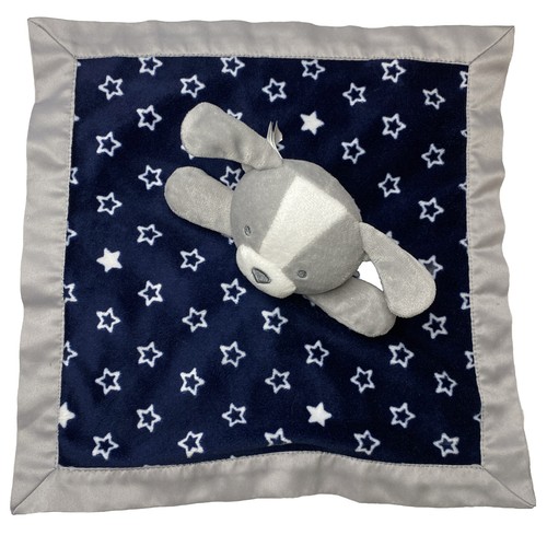 Carters Child of Mine Gray Puppy Dog Rattle Lovey Security Blanket Stars Satin - Picture 2 of 4