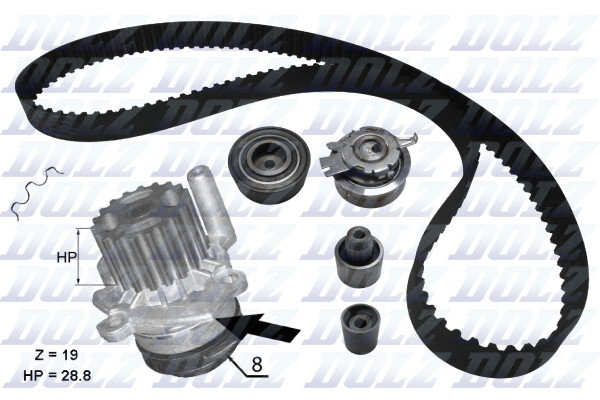 Dolz Wasserpumpe + Zahnriemensatz FüR VW Passat Alltrack 365 3C5 Audi A4 Avant-image