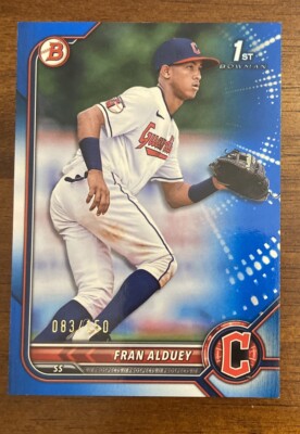 Fran Alduey 2022 Bowman Blue Foil 1st Edition #083/150 Cleveland Guardians