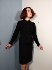 1940s Vintage Navy Wool Suit Skirt Blazer Jacket 1930s 1940s Lined