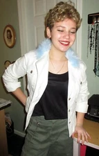 WOMEN'S or TEENS WHITE JEAN JACKET, SIZE SMALL