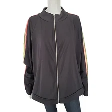 Soulgani Active Chaos & Beauty Track Zip Up Jacket 3X Plus Siz Black Top Pockets