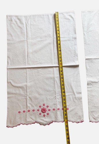 VNT Cotton Pillow Cases Embroidered Pop Up Crochet Pink Flower Scalloped Edge - 第 6/19 張圖片