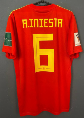 INIESTA MEN'S SPAIN 2018/2019 HOME SOCCER FOOTBALL SHIRT JERSEY