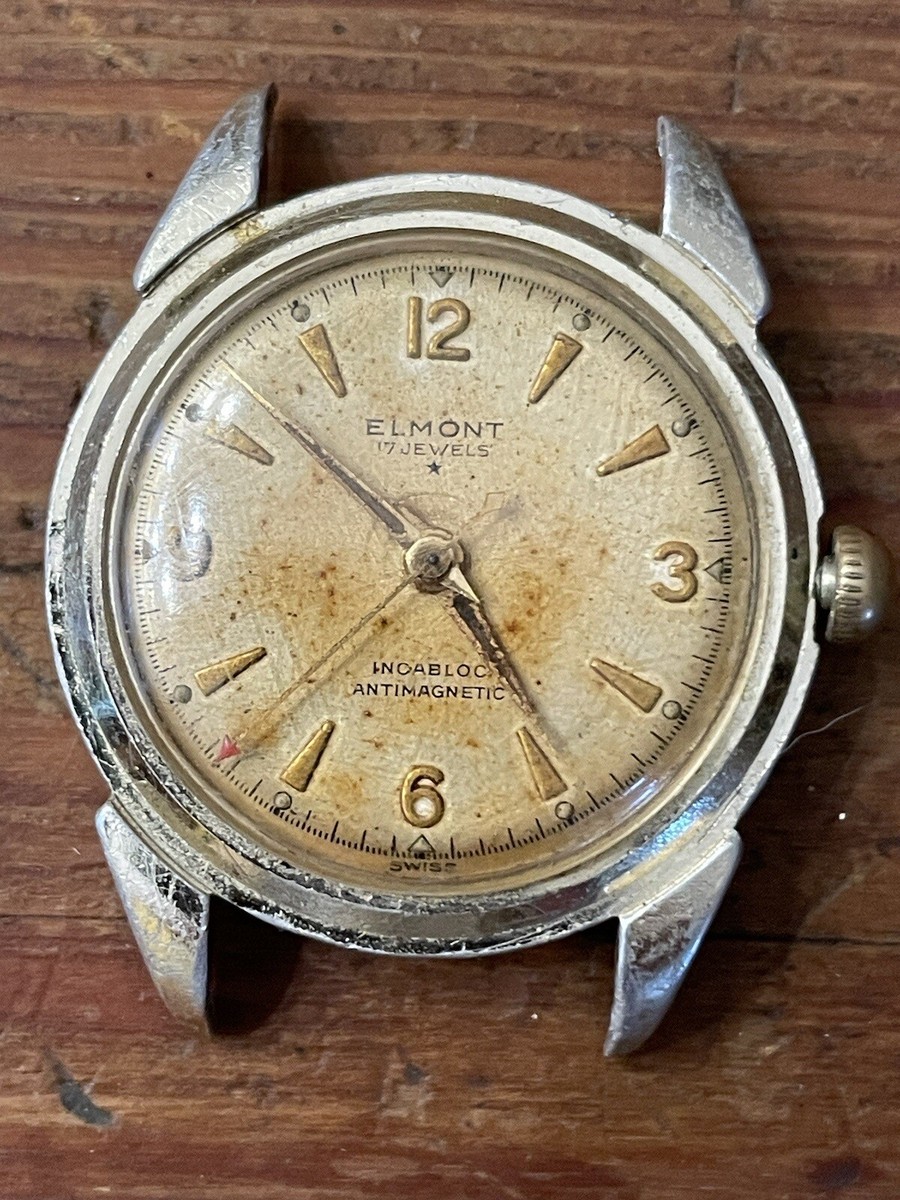 Elmont 17 Jewel Incabloc Antimagnetic Swiss Wind Up Watch - No