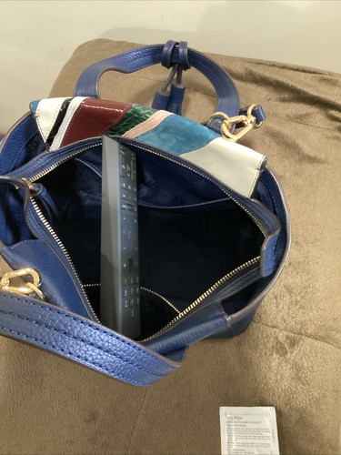 TORY BURCH BLUE THEA MINI SLOUCH SATCHEL CROSS BODY BAG - Picture 3 of 11