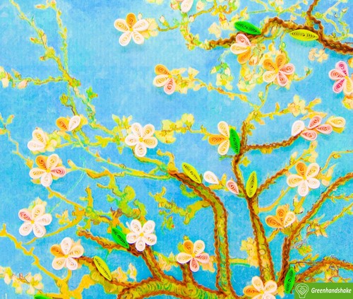 Van Gogh's Almond blossom (1890) Quilling Art Greeting Card - Perfect Gift - Picture 5 of 11