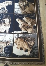 Ducks Unlimited Wolves Throw Blanket Tapestry Made In USA Goodwin Weavers 50x66