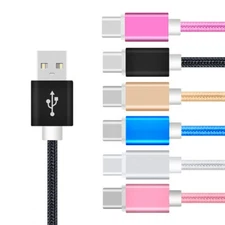 3 PACK Nylon Type-C to USB Cable Fast Charging Charger Cord for Samsung Note A20