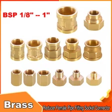 1/8" 1/4" 1/2" 3/4 1" BSP Female Hex Pipe Fitting Brass Reducer Socket Connector
