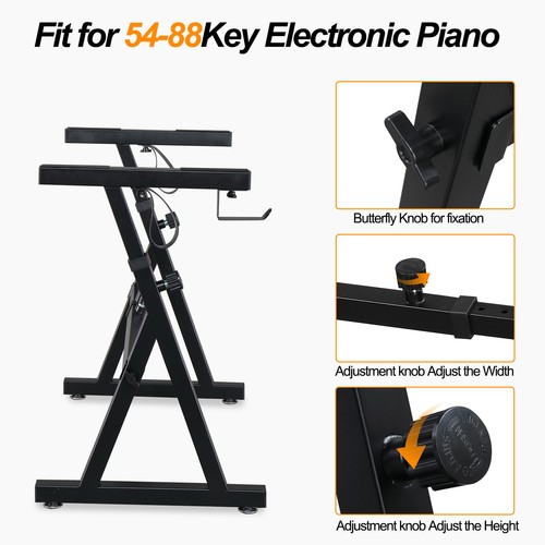 Adjustable Portable Heavy Duty Z Style Piano Stand and Bench for 54-88 Key - Picture 2 of 11
