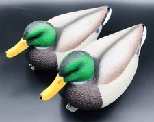 Two Vintage 2012 Hard Core Whaletail Promo Mallard Drake Plastic Duck Decoys