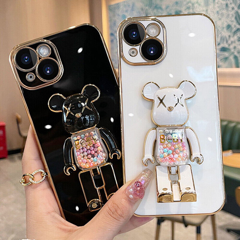 For iPhone 14 Pro Max 13 12 11 XS XR Cute Candy Cool Bear Stand