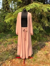 NEW Tan 3 Piece Tube Robe Pant Chiffon Bamboo Lounge Pajama Beach Set Size XS/S