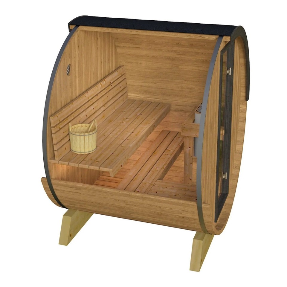 KeiCo 160 Terrace Barrel Sauna Space Saving Outdoor Garden Sauna eBay