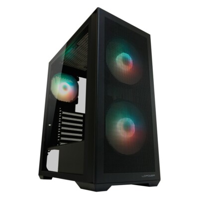 PC-Gehäuse LC-Power Gaming 717B Meshwork_L Dark Case mit Fenster, ARGB Lüfter
