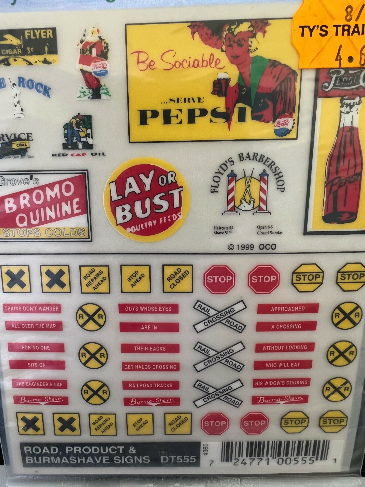 Woodland Scenics Dry Transfer Decals DT555 Road,Product & Burmashave