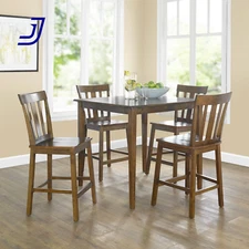 5 Piece Mission Counter Height Dining Set, Solid Wood, Cherry Color for Indoor