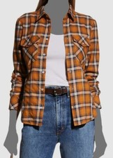 350 Veronica Beard Womens Brown Barnette Plaid Button-Up Shirt Top Size 6